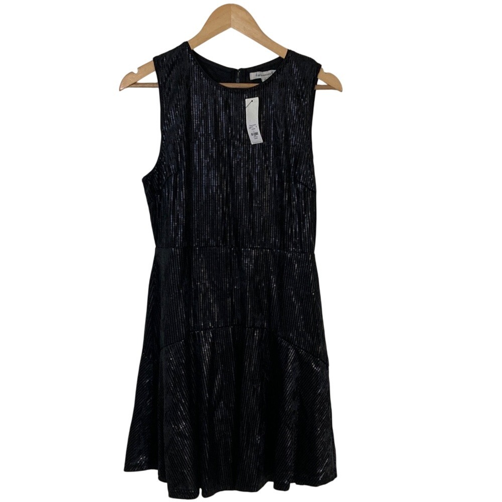 NWT Francescas Womens Sleeveless Fit Flare Black Dress Size Largeโ Special Event